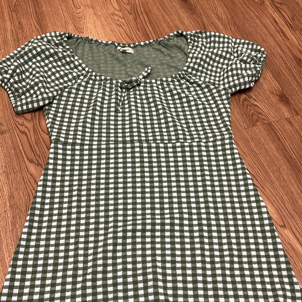 MADEWELL Women's Green/White Checkered Dress Size Medium - Picture 2 of 11
